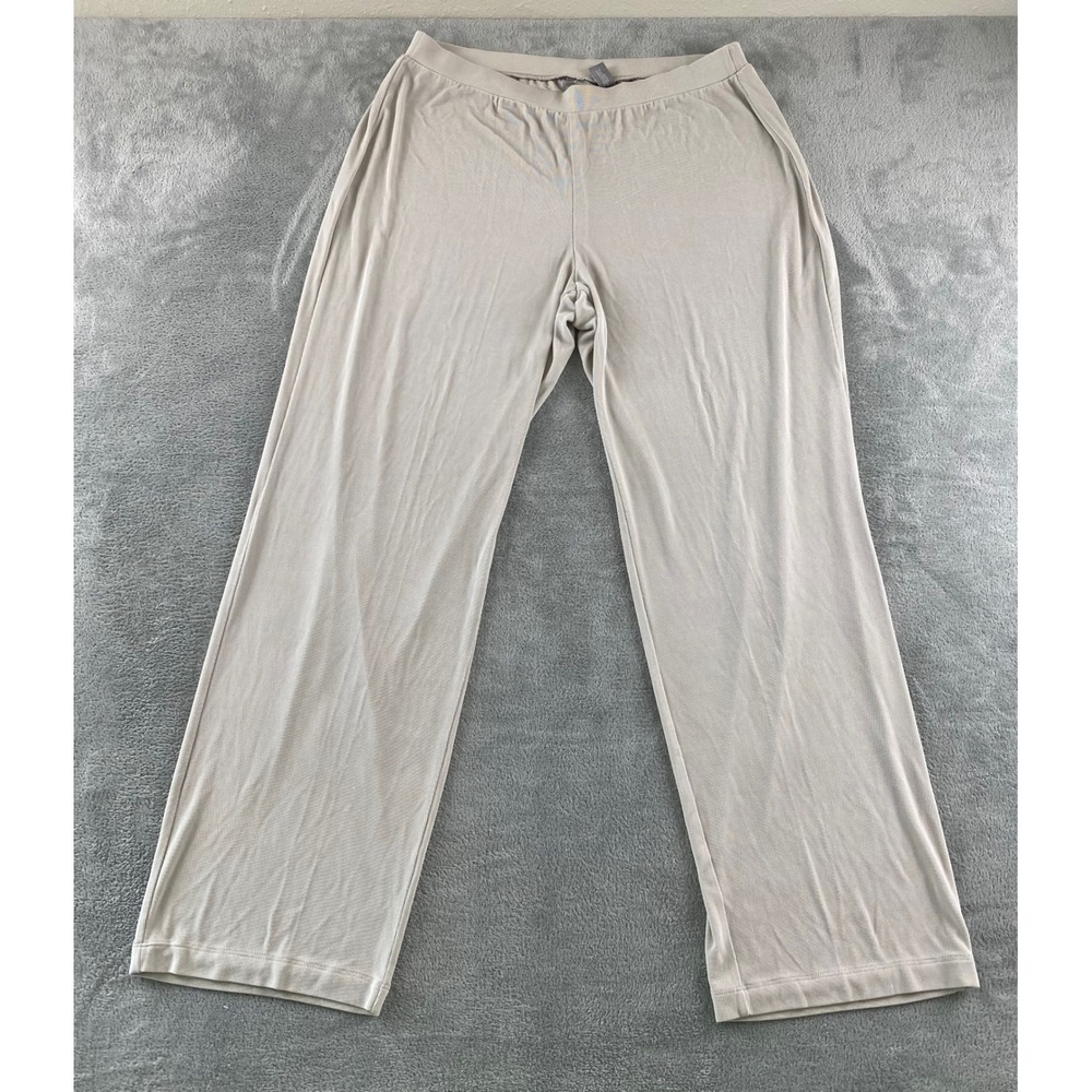 Travelers by Chicos Womens Size 3 Tan Wide Leg Pull On Travel Pants Regular